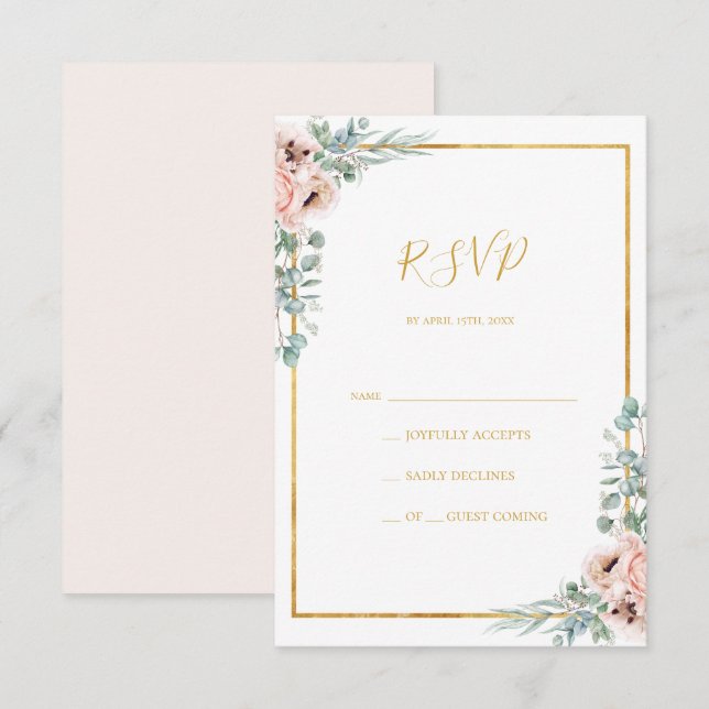 Elegant Blush Floral | Pastel RSVP Card (Front/Back)