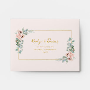 Elegant Blush Floral   Pastel Self Addressed RSVP Envelope