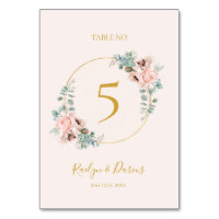 Elegant Blush Floral | Pastel Table Number