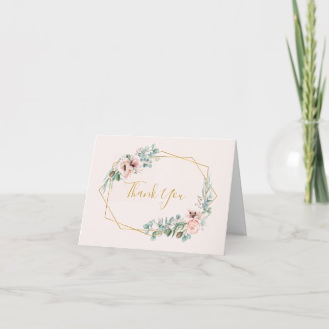 Elegant Blush Floral | Pastel Thank You Card (Front)