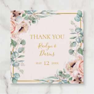 Elegant Blush Floral   Pastel Thank You Favour Tag