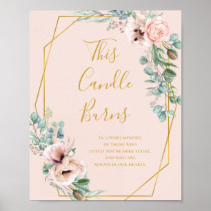 Elegant Blush Floral Pastel This Candle Burns Sign