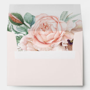 Elegant Blush Floral   Pastel Wedding Invitation Envelope