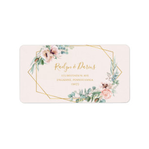 Elegant Blush Floral   Pastel Wedding RSVP Address Label