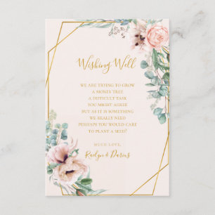 Elegant Blush Floral   Pastel Wedding Wishing Well Enclosure Card