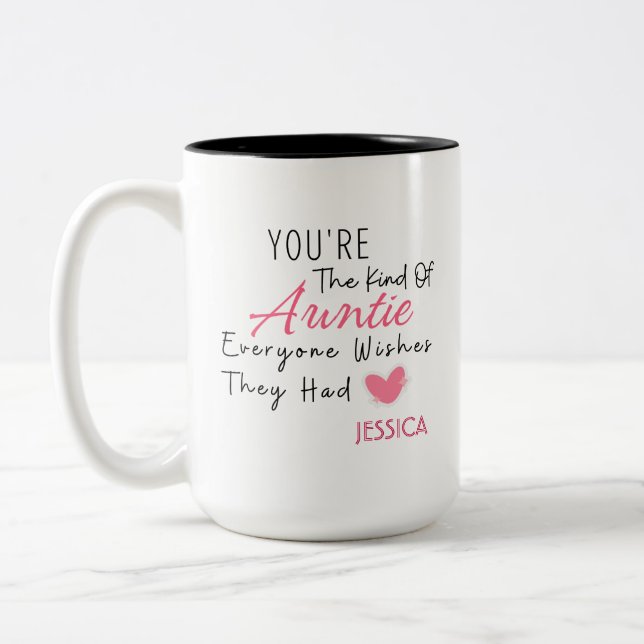 Elegant Blush Floral Personalised Auntie Gift Mug (Left)
