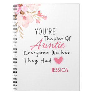 Elegant Blush Floral Personalised Auntie Gift  Notebook