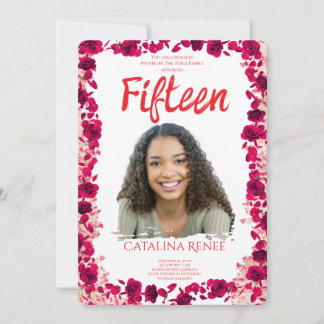 Elegant Blush Floral Quinceañera Invitation