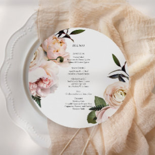 Elegant Blush Floral Round Menu – Bridal Shower