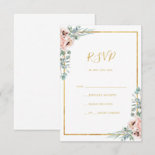 Elegant Blush Floral   RSVP Card
