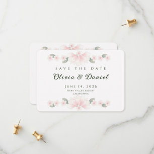 Elegant Blush Floral Save the Date Spring Wedding