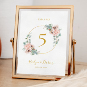 Elegant Blush Floral Table Number