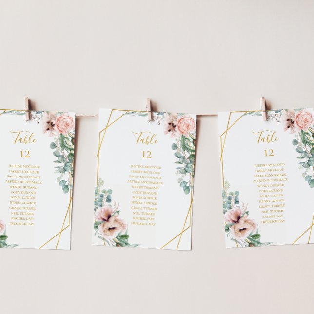 Elegant Blush Floral | Table Number Seating Chart (Creator Uploaded)
