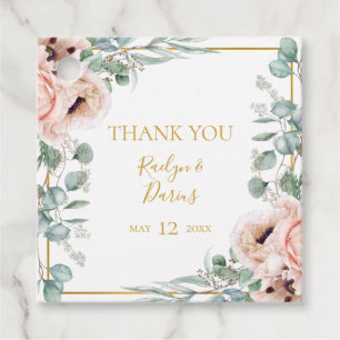 Elegant Blush Floral   Thank You Favour Tags