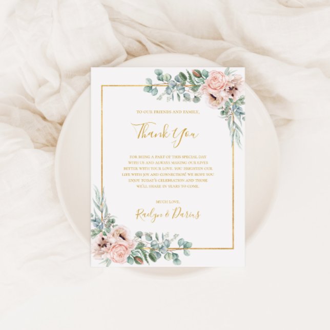 Elegant Blush Floral | Thank You Reception Card (Creator Uploaded)