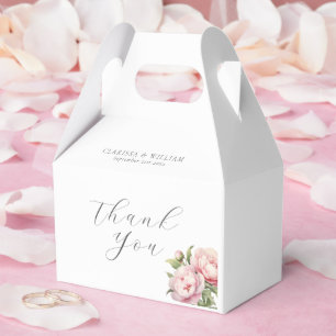 Elegant Blush Floral Watercolor White Wedding Favour Box