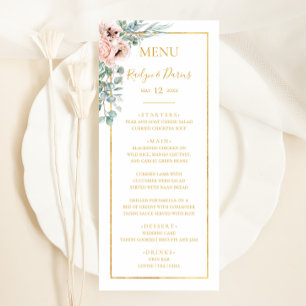 Elegant Blush Floral   Wedding Dinner Menu