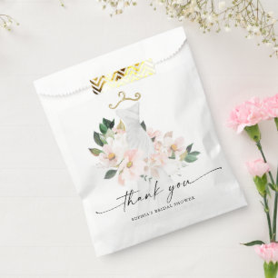 Elegant Blush Floral Wedding Dress Bridal Shower Favour Bags