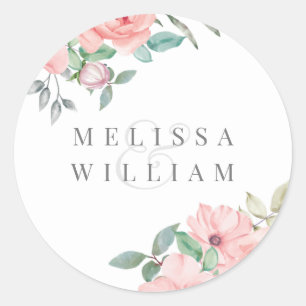 Elegant Blush Floral Wedding Envelope Seal