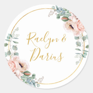 Elegant Blush Floral Wedding Envelope Seals
