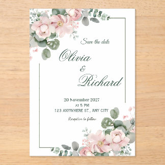 Elegant Blush Floral Wedding Invitation