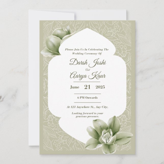 Elegant Blush Floral Wedding Invitation (Front)