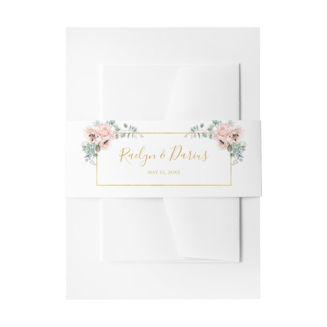 Elegant Blush Floral | Wedding Invitation Belly Band (Front Example)