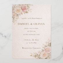 Elegant Blush Floral Wedding Invitation Card