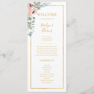 Elegant Blush Floral   Wedding Program Programme