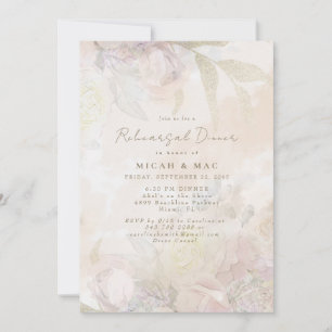 Elegant Blush Floral Wedding Rehearsal Dinner Invitation