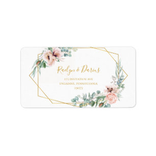 Elegant Blush Floral   Wedding RSVP Address labels
