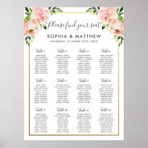 Elegant Blush Floral Wedding Seating Chart