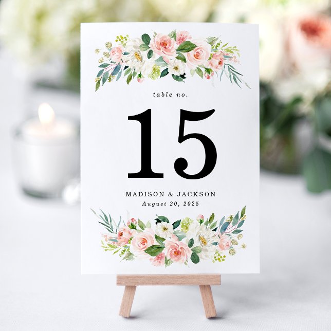 Elegant Blush Floral Wedding Table Number (Creator Uploaded)