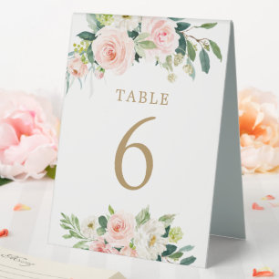 Elegant Blush Floral Wedding Table Numbers