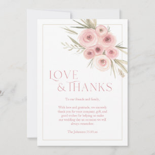 Elegant Blush Floral Wedding Thank You Invitation