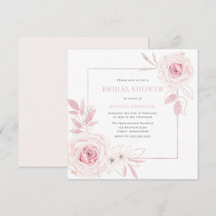 Elegant Blush Floral Wreath Bridal Shower Invitation