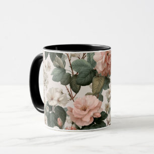 Elegant Blush Flower Ivory Floral Pattern Mug