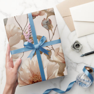 Elegant Blush Flower Ivory Floral Pattern Wrapping Paper