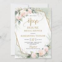 Elegant blush flowers eucalyptus gold Open House