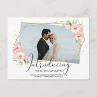 Elegant Blush Flroral Eloped Announcement