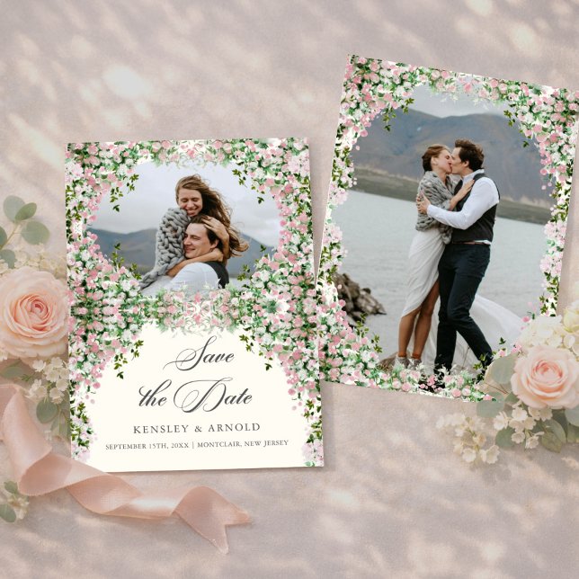 Elegant Blush Garden Photo Save The Date  (Creator Uploaded)