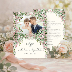 Elegant Blush Garden Photo Thank You Card