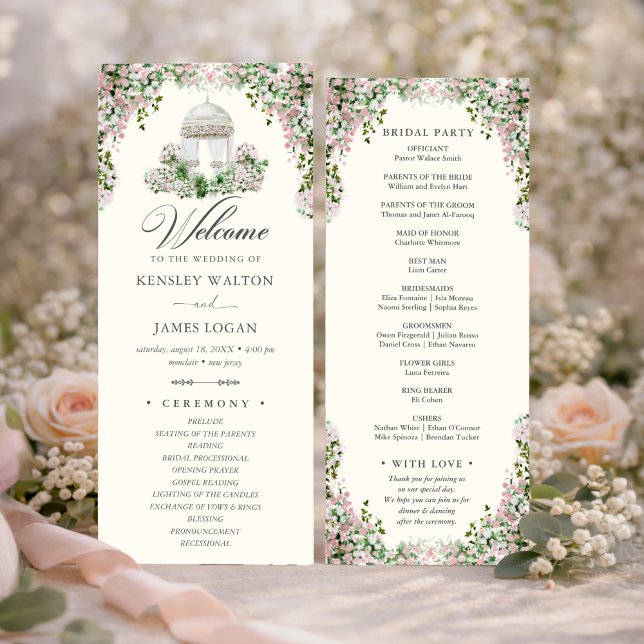 Elegant Blush Garden Wedding Program Programme (Creator Uploaded)
