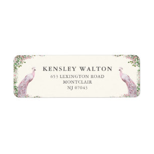 Elegant Blush Garden Wedding Return Address Label