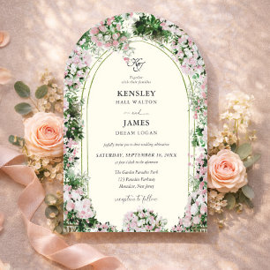 Elegant Blush Garden with Photo Wedding  Invitation