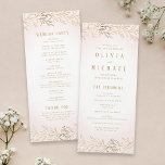 Elegant blush gold botanical wedding program menu<br><div class="desc">Faux gold hand drawn botanical foliage floral design on blush pink background,  modern and elegant,  great wedding program cards for modern wedding,  rustic wedding,  spring wedding,  and botanical garden wedding in winter. 
See all the matching pieces in collection.</div>