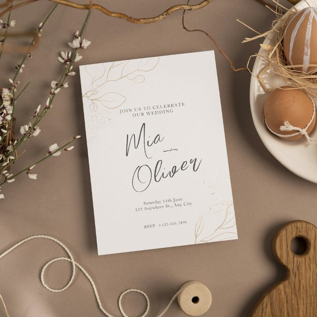 Elegant Blush Gold Modern Calligraphy Wedding  Invitation (Elegant Blush Gold Modern Calligraphy Wedding)