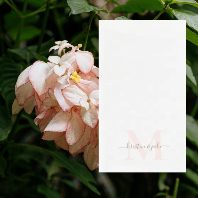 Elegant Blush & Gold Monogram Swash Wedding Napkin (Creator Uploaded)