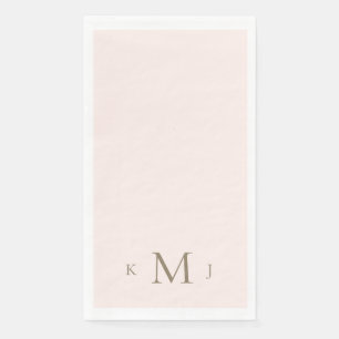 Elegant Blush & Gold Monogram Wedding Napkin
