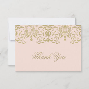 Elegant Blush Gold Vintage Glamour Wedding Thank You Card